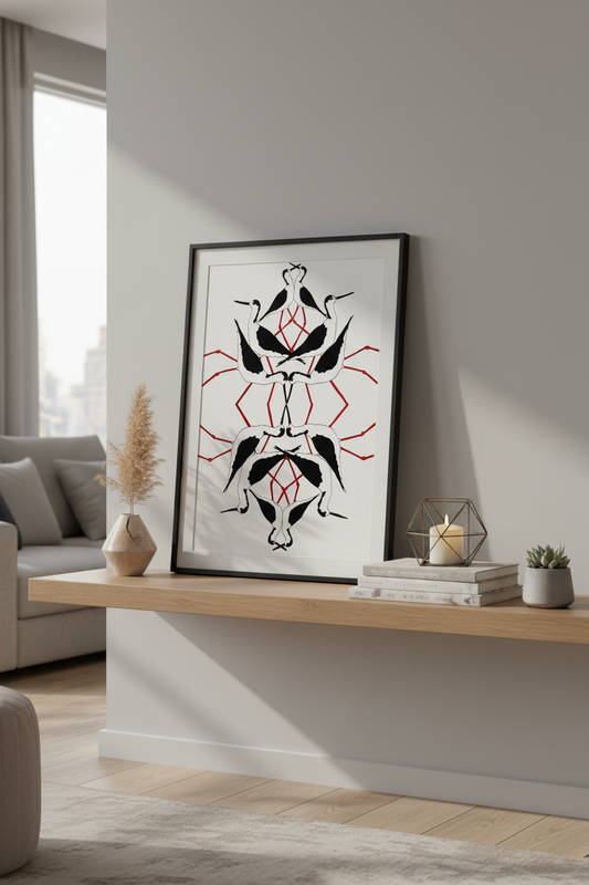 Black Winged Stilts on shelf