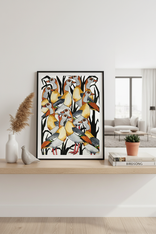Egyptian Geese on shelf