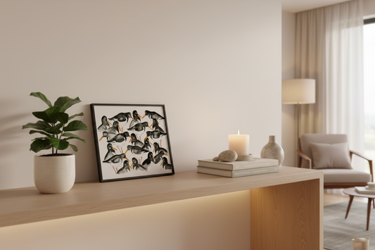 Oystercatchers painting on shelf
