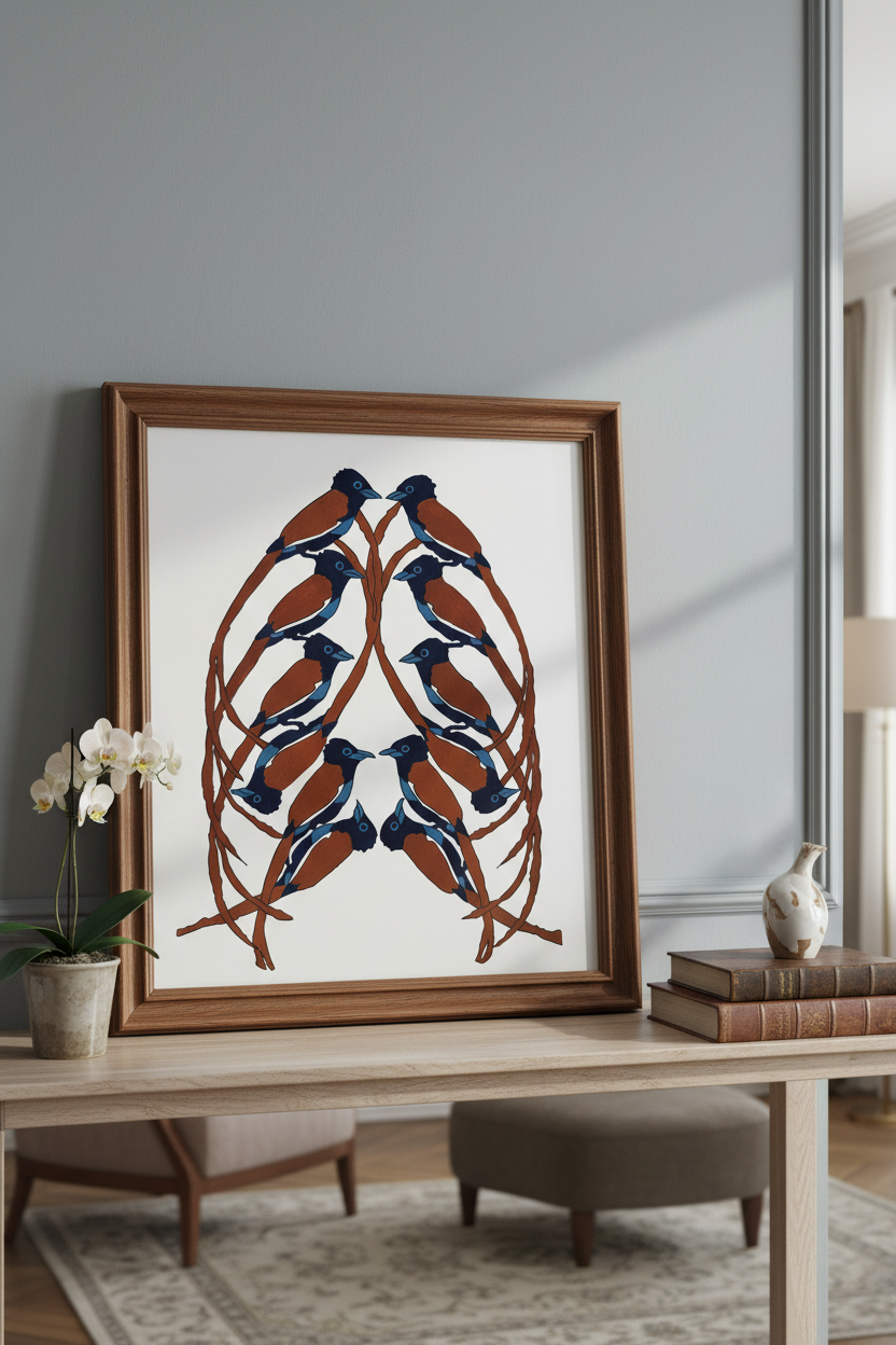 Paradise Flycatchers on shelf