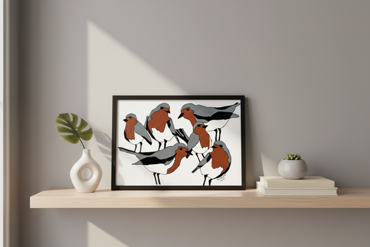 Robins on shelf